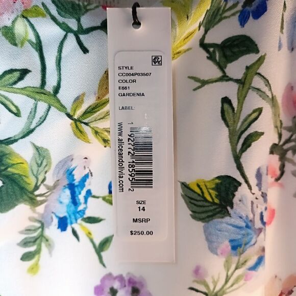 Alice + Olivia Trixxie Floral Dress NWT SIZE 14 - Picture 3 of 8